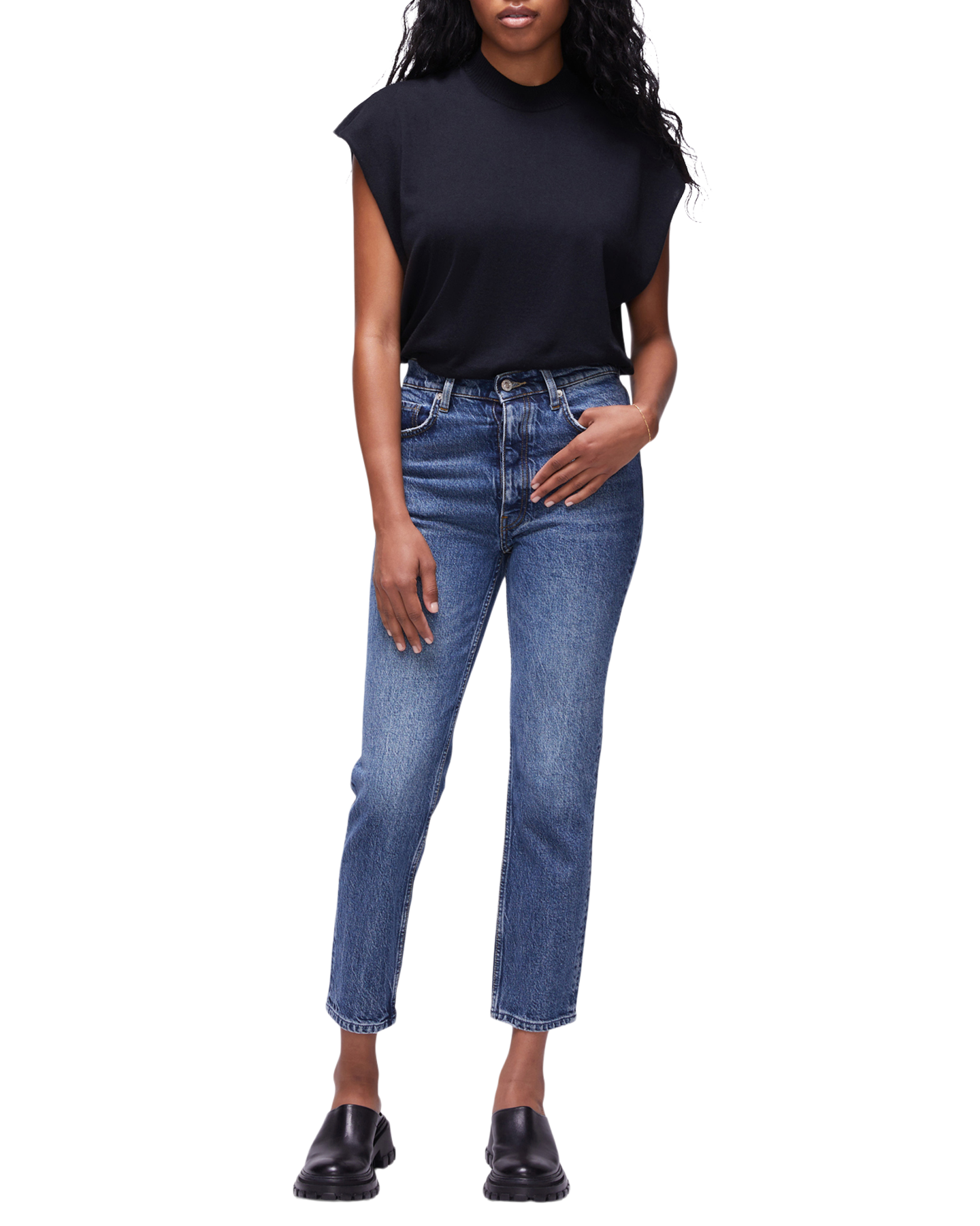 Women's ABSLT Cigarette Straight Jeans in Medium Blue Heritage | DSTLD