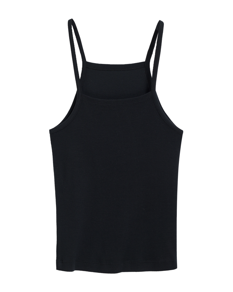 Spaghetti Strap Rib Tank in Black | DSTLD