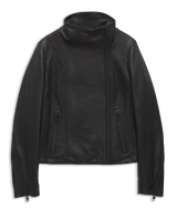 Women's Asymmetrical Leather Jacket in Black