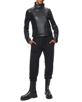 Women's Asymmetrical Leather Jacket in Black