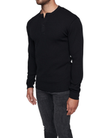 Men's Thermal Henley in Black