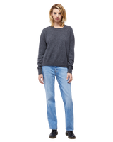 Women's Italian Brushed Cashmere Crew Neck Sweater in Charcoal