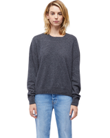 Women's Italian Brushed Cashmere Crew Neck Sweater in Charcoal