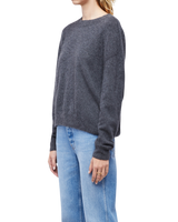Women's Italian Brushed Cashmere Crew Neck Sweater in Charcoal