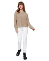 Women's Cashmere Ribbed Mock Neck in Camel