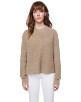 Women's Cashmere Ribbed Mock Neck in Camel