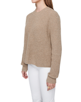 Women's Cashmere Ribbed Mock Neck in Camel