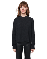 Women's Cashmere Ribbed Mock Neck in Charcoal
