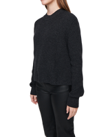 Women's Cashmere Ribbed Mock Neck in Charcoal