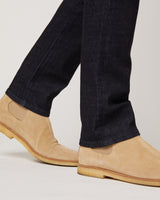 Men's Slim Jeans In Dark Wash Resin - Grey Stitch.